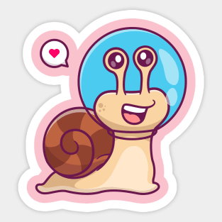 Cute Snail Astronaut Cartoon Sticker